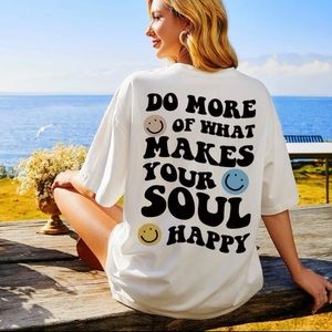 Oversized t shirt, cute writing. Ordered off of shein.